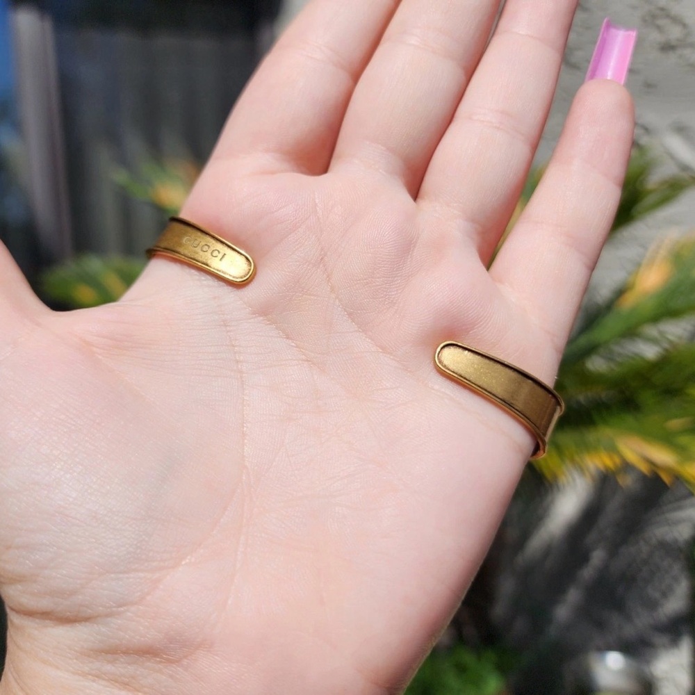 Gucci Gold Multicolor Crystal 'LOVED' Bracelet Cuff signed authentic. Listing B - Picture 9 of 9